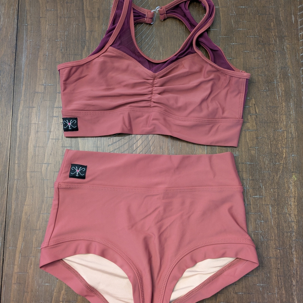 Kandi Kouture Mauve Sports Bra and Brief Set - Teen XS (0/2)